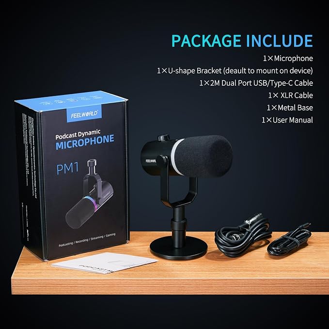 FEELWORLD PM1 XLR USB Dynamic Microphone - Image 9
