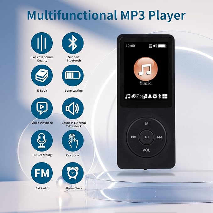 MP3 Player with Bluetooth 5.2 HiFi Sound, with Built-in Speaker/FM Radio/Voice - Image 3
