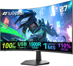 SANSUI Curved Monitor 27 inch 100Hz USB Type-C Computer Monitor by SANSUI