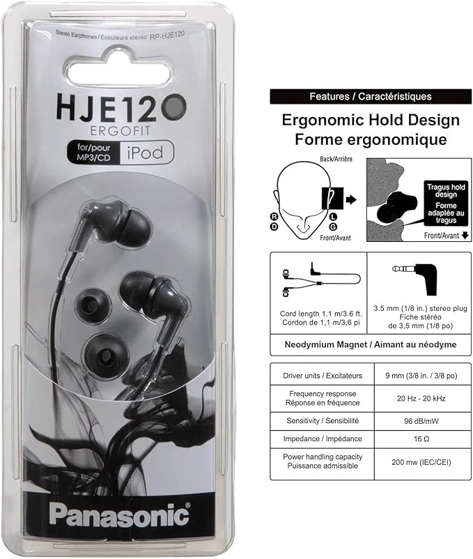 Panasonic ErgoFit Wired Earbuds, 3.5mm Jack In-Ear Headphones Wired - Image 5