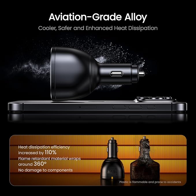 AOHI 165W Laptop Car Charger Adapter 140W PD 3.1/ 100W PD 3.0 USB C Super Fast - Image 7