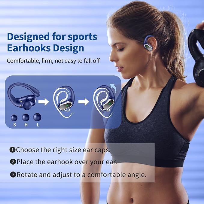 Wireless Earbuds, 2025 Bluetooth 5.4 Headphones Sport, 50H Stereo Wireless - Image 4