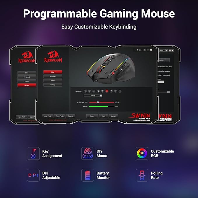 Redragon Wireless Gaming Mouse, Ergonomic Mouse 16000 DPI - Image 5