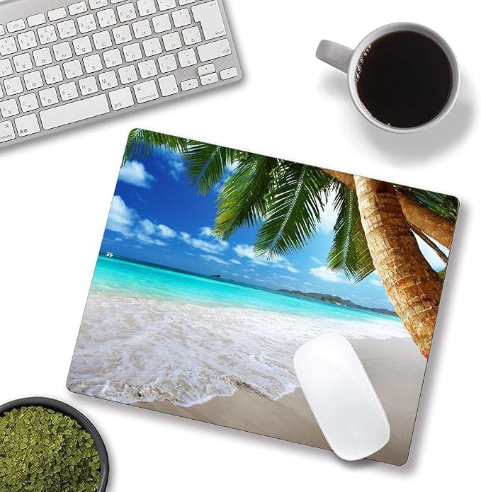 Beach Mouse Pad, Coconut Trees Design Mouse Pad, Nature Mousepads, Custom - Image 4