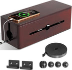 Cinati Large Cable Management Box, 15.8" Wooden Cable Organizer by Cinati
