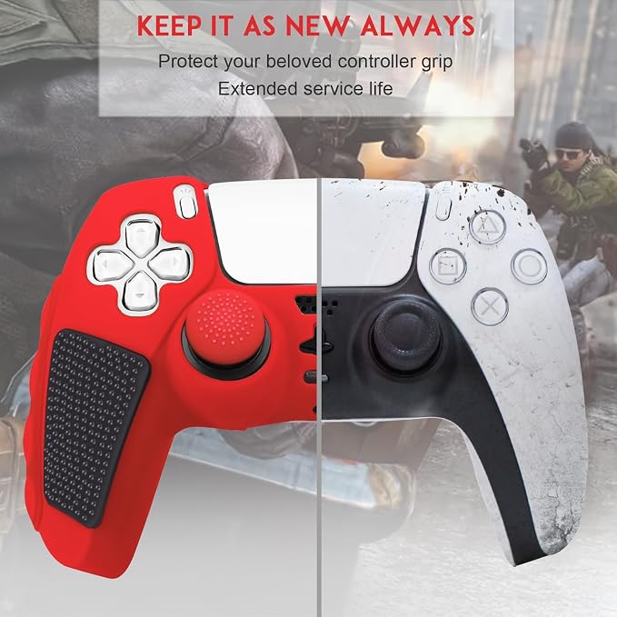 SIKEMAY Anti-Slip PS5 Controller Skin, Soft Thicken Non-Slip Studded Silicone - Image 4