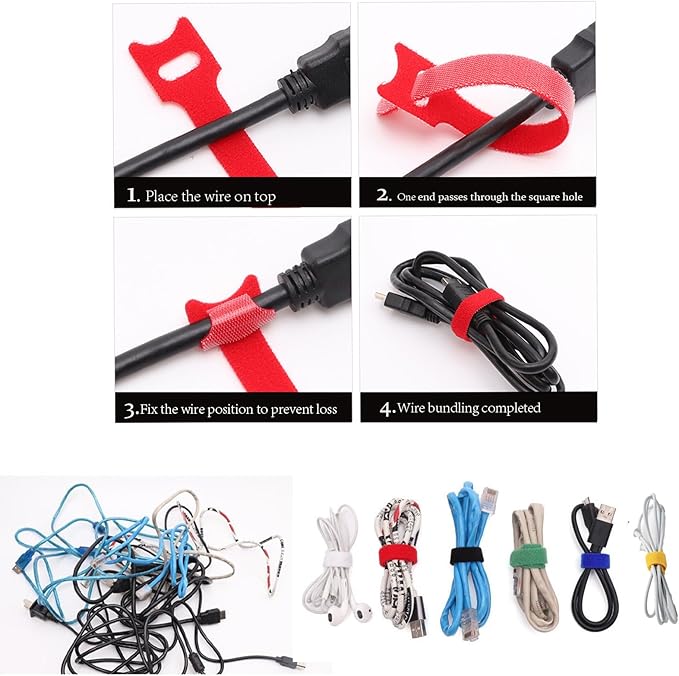 100 Pcs Multicolor Write On Cable Labels & Reusable Fastening Cable Ties Set - Image 7