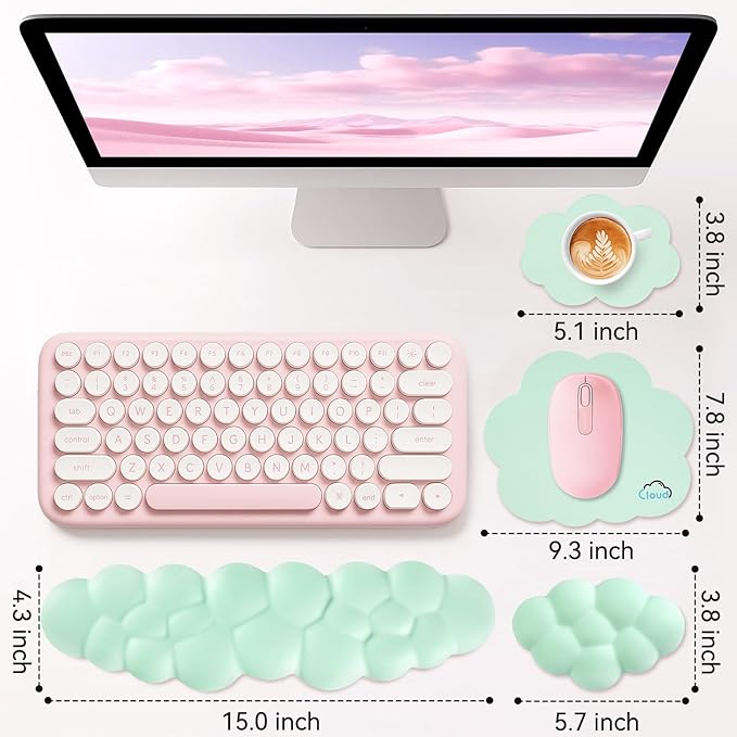 Cloud Wrist Rest for Computer Keyboard, 4-in-1 Memory Foam Leather Cloud - Image 7