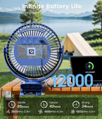 8-inch Clip-on Fan - 12000mAh Portable Rechargeable Battery - Image 2