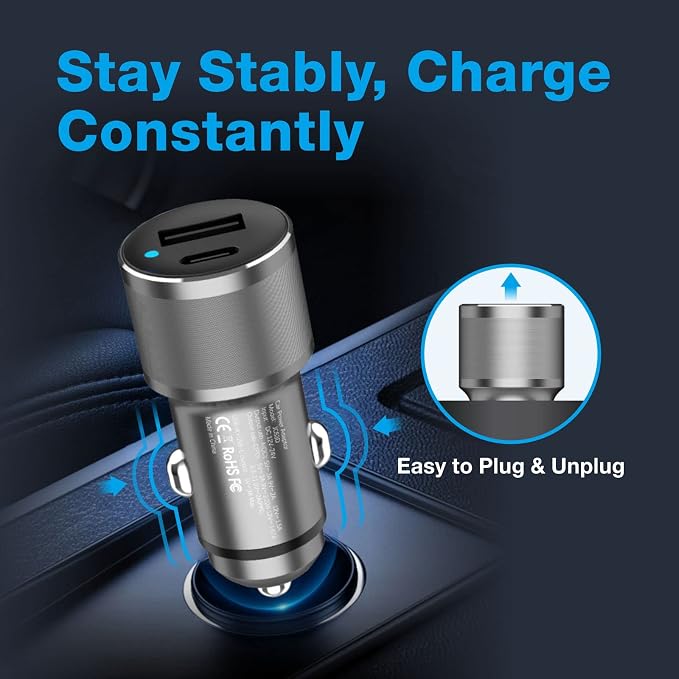 MOCA 38W Fast Car Charger, Dual Port USB C Power Delivery All Metal Lighter PD/ - Image 7