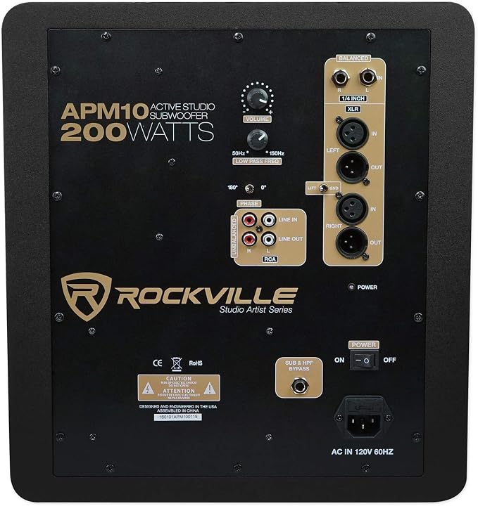 Rockville APM10C 10" 400 Watt Powered/Active Studio Subwoofer Pro Reference Sub - Image 4