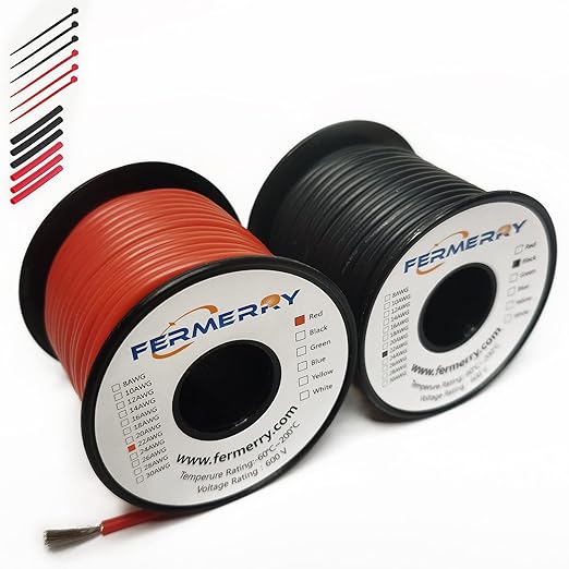 Fermerry 22 AWG Stranded Wire Spool 100ft Each 2 Colors Flexible 22 Gauge by Fermerry+Technology++
