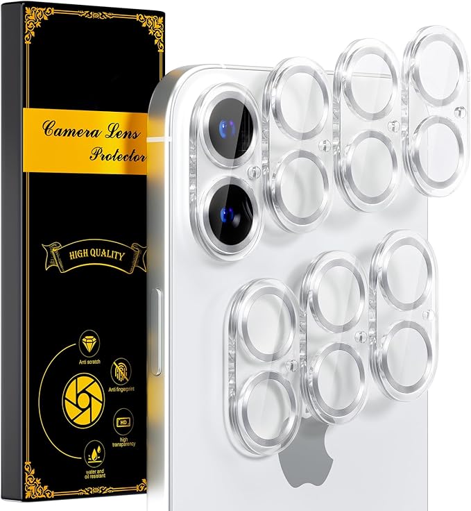 beuxece for 6 Pack iPhone 16 / iPhone 16 Plus Camera Lens Protector 9H Tempered by Beuxece