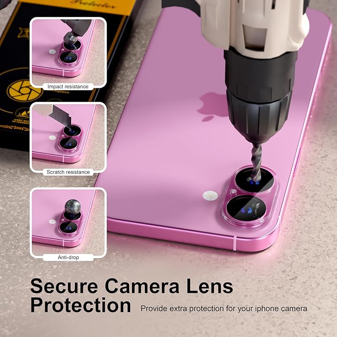 beuxece for 6 Pack iPhone 16 / iPhone 16 Plus Camera Lens Protector 9H Tempered - Image 4