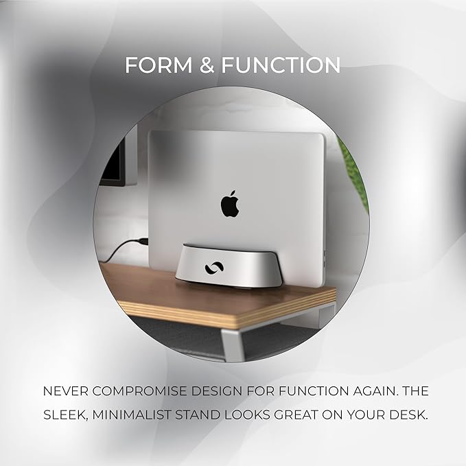 HumanCentric Vertical Laptop Stand in Silver Aluminum, Upright Adjustable - Image 5