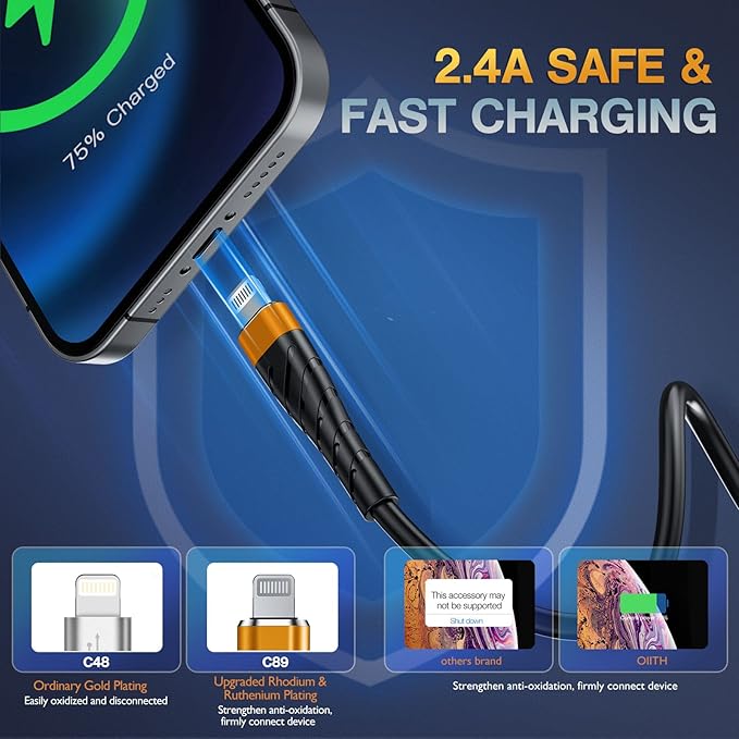 OIITH MFi Certified Short for iPhone Charger Cable 3 Pack 1 Ft, 12 inch for - Image 3