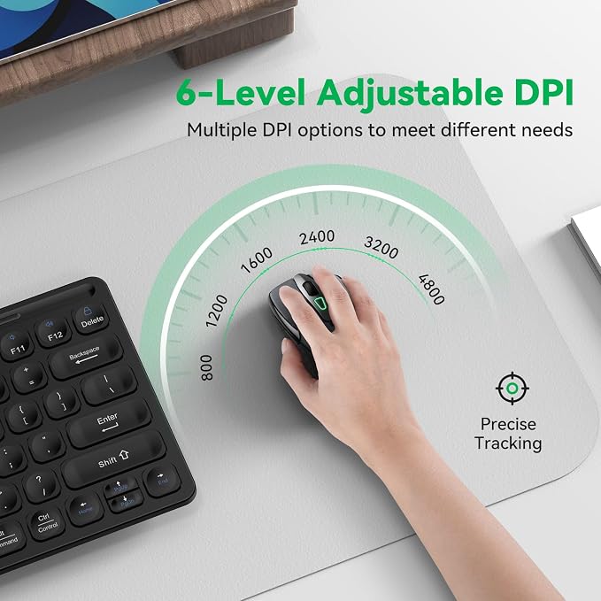Bluetooth Mouse Rechargeable Wireless Mouse, 4800 DPI Optical Tracking - Image 5