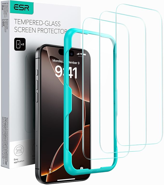 ESR 3 Pack for iPhone 16 Pro Max Screen Protector, Tempered Glass Film by ESR