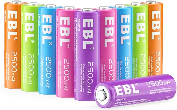 EBL AA Rechargeable Battery 10 Pack 2500mAh Ni-MH Double A Pre-Charged by EBL