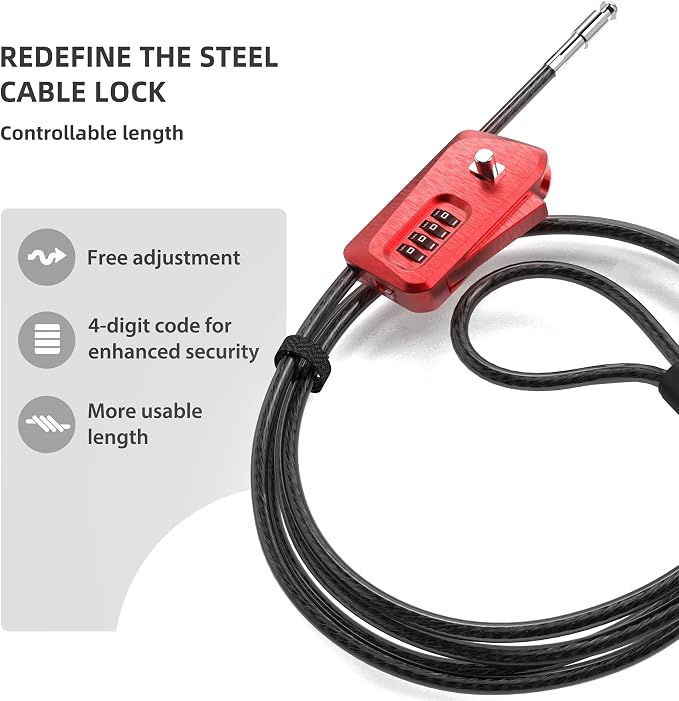 6ft Python Cable Lock for Bike, Electric Scooter, Trail Camera, 4 Digit - Image 2