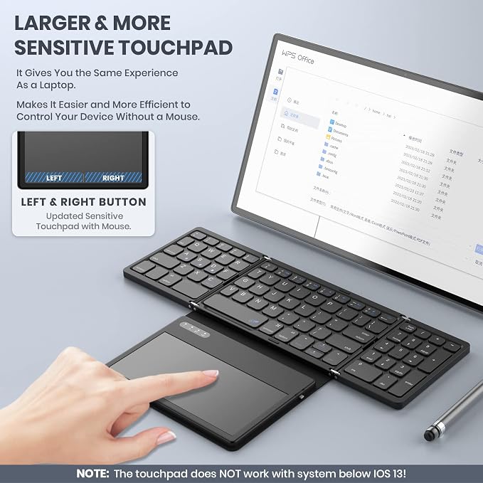 Foldable Bluetooth Keyboard, Portable Full Size Folding Keyboard - Image 2