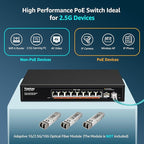 YuanLey 10 Port 2.5G PoE Switch Unmanaged, 8 x 2.5G Base-T PoE Ports, 2 x 10G - Image 4