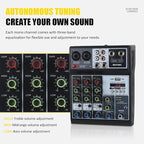 Mini audio audio mixers DJ mixer Sound Board Console System, 4 Channel 48V - Image 5