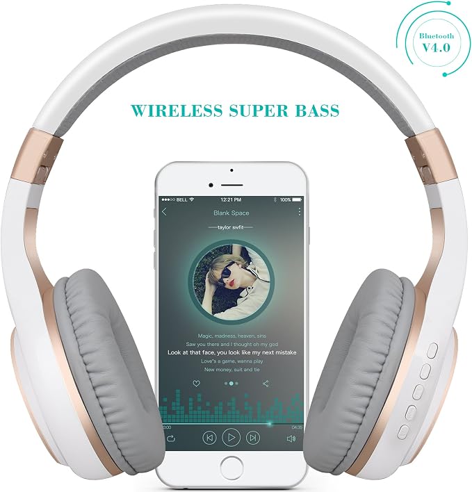 Riwbox Bluetooth Headphones, XBT-80 Folding Stereo Wireless Bluetooth - Image 2