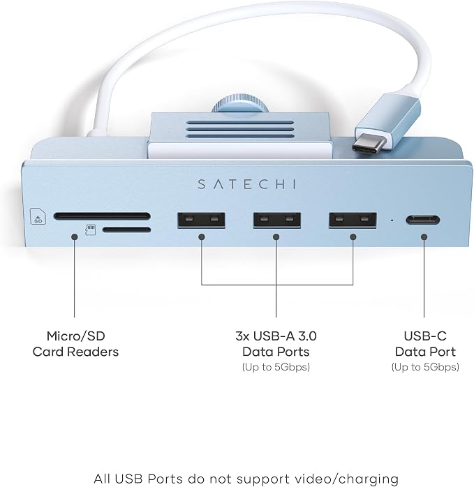 Satechi Clamp Hub USB-C – USB-C Data Port, USB-A 3.0 Data Ports, Micro/SD Card - Image 2