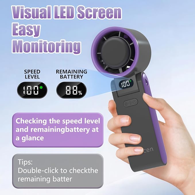 Portable Handheld Fan Rechargeable 100 Speeds Turbo Ice Cooling Fan Personal - Image 3
