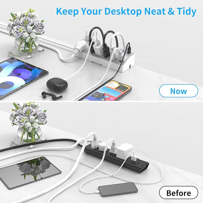 Clamp Power Strip Tall, 40W Fast Charging Station, Desk Mount Desk Shelf - Image 5