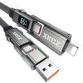 4 in 1 USB C Cable with Wattage Display, 65W Flat Nylon Braided Multi Charge by XKCZ