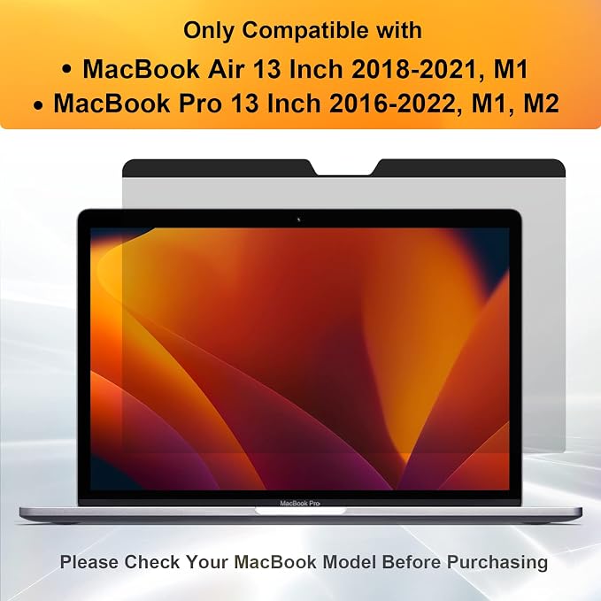 Magnetic Privacy Screen MacBook Air 13 Inch, Removable Anti Blue Light Glare - Image 8