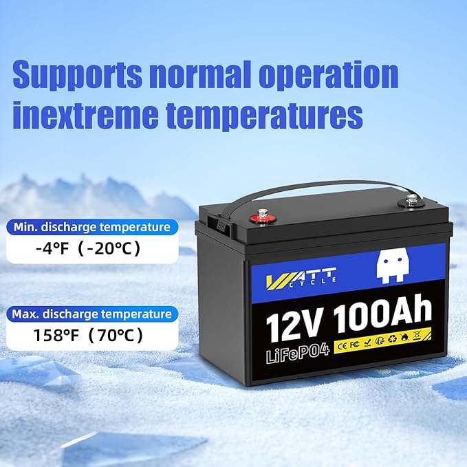 12V 100Ah LiFePO4 Battery, Lithium Battery Up to 15000 Cycles, Low Temperature - Image 7
