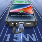 GIN FOXI Battery Case for iPhone 15/15 Pro, Built-in Cable 7000mAh Fast Charing - Image 3