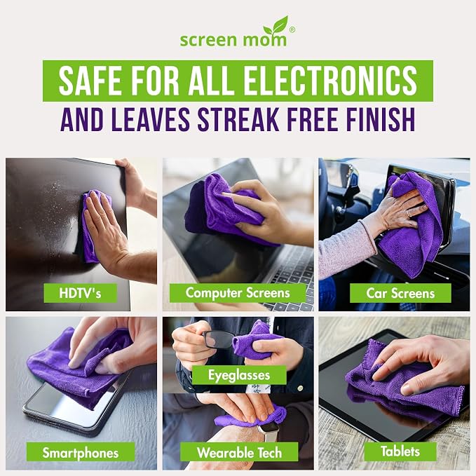 Screen Mom Cleaner Spray and Microfiber Cloth 8oz, Streak-Free Car Screen - Image 3