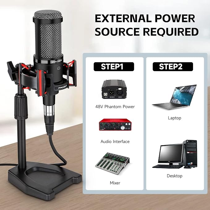 XLR Podcast Microphone Professional Cardioid Condenser Microphone - Image 5