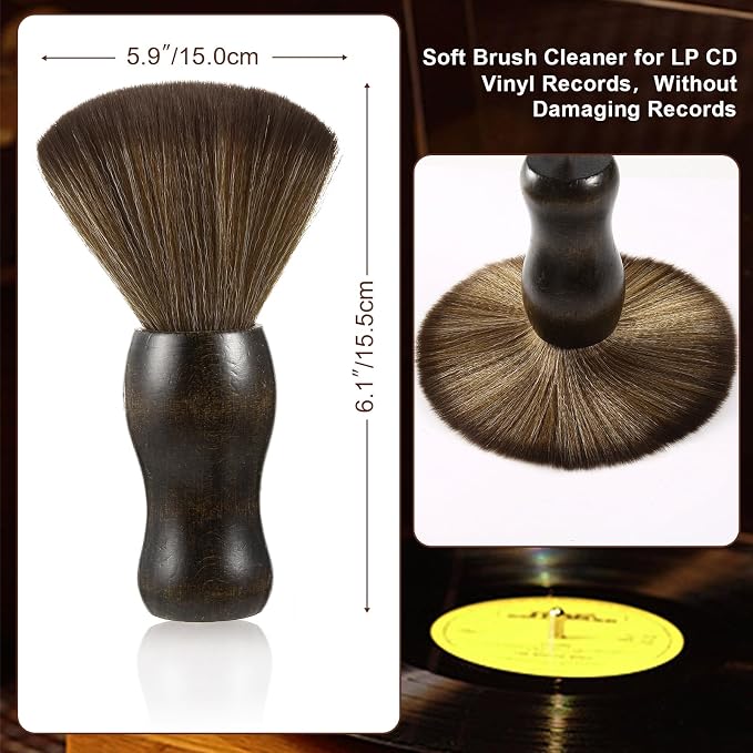 2 Pack Vinyl Turntable Wood Record Cleaning Brushes, Anti-Static Record Brush - Image 3