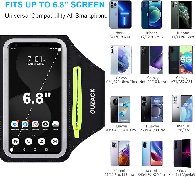 GUZACK Running Armband for iPhone 16 Pro 15 14 13 12 11 Pro Max/Plus/XR/XS - Image 3