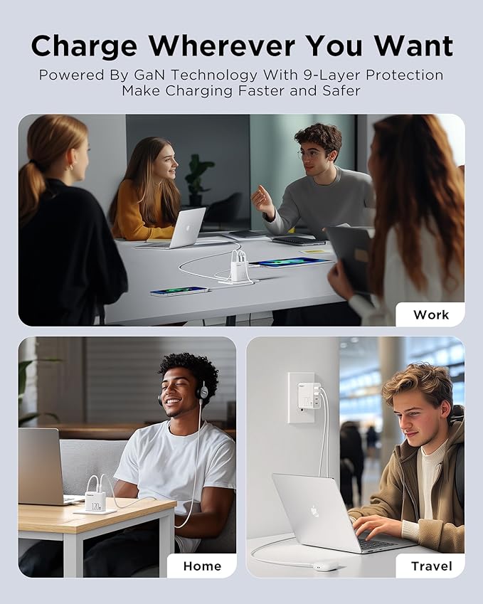 PISEN 120W USB C Charger - 120W 4-Port GaN USB C Charger Block Fast Charging - Image 5
