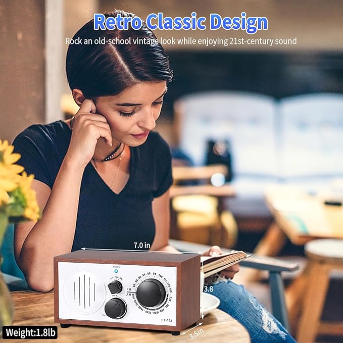 Vintage Wood AM FM Bluetooth Speaker Radio Plug in Wall, Elegant and Retro - Image 5