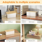 DELAMU 2 Pack Cable Management Box, Safe ABS Wood Grain Desk Medium and Small - Image 4
