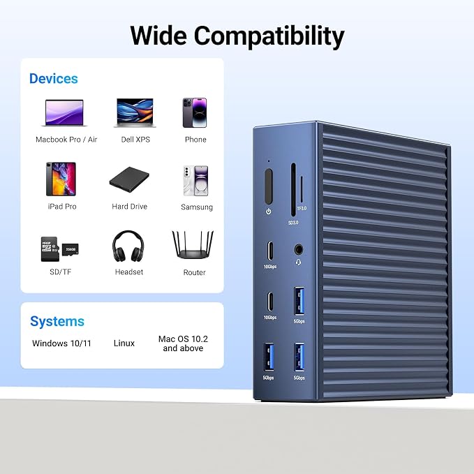 ACASIS USB C Docking Station Dual Monitor, 16-in-1 Laptpop Docking Station - Image 9