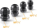 XHF IP68 Nylon Waterproof NPT Cable Glands Assortment 48pcs 1/4" - Image 2