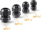 XHF 2 Pcs 3/4" IP68 Strain Relief Nylon Cord Grip NPT Cable Glands Adjustable - Image 6