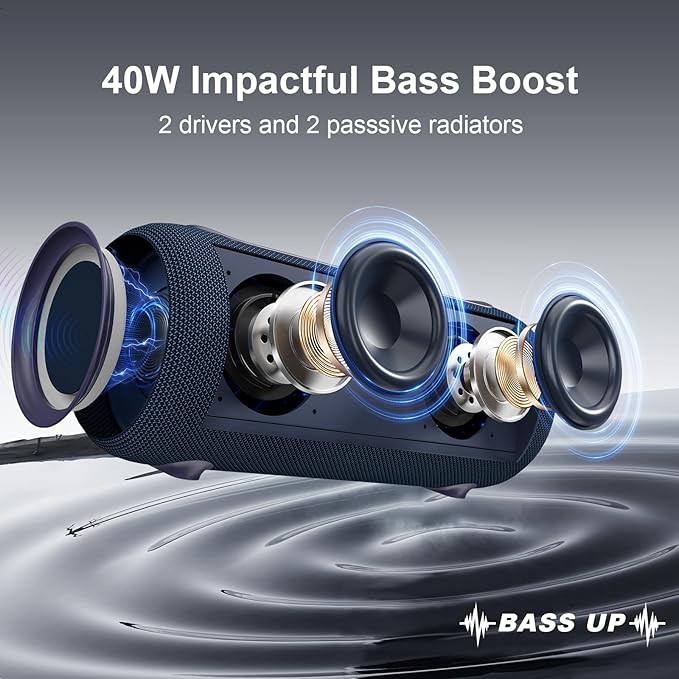 Passau Portable Bluetooth Speakers 40W Peak Loud Stereo Sound, Passive - Image 2