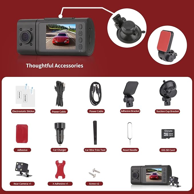 2025 Dash Cam, 3 Channel Dash Cam Front and Rear Inside, Interior Car Camera - Image 4