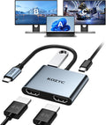 USB C to Dual HDMI Adapter 4K@30Hz, KOZYC USB C Hub Multiport Adapter by KOZYC