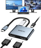 USB C to Dual HDMI Adapter 4K@30Hz, KOZYC USB C Hub Multiport Adapter by KOZYC