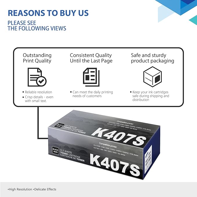 CLT-K407S Black Toner Cartridge 1-Pack Replacement - Image 5